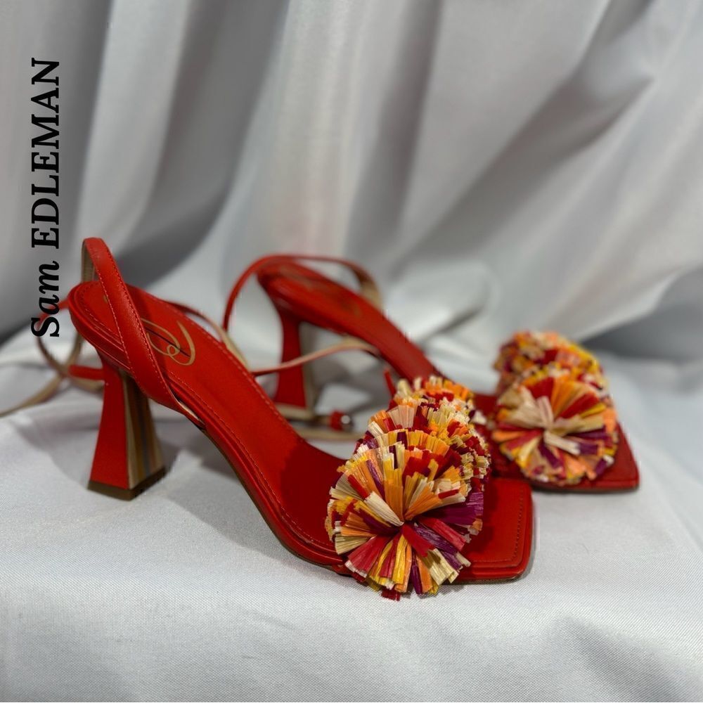 SAME EDELMAN CLARE EMBELLISHED SANDALS IN BRIGHT POMPOM SIZE 8.5M 38.5 - Picture 7 of 7